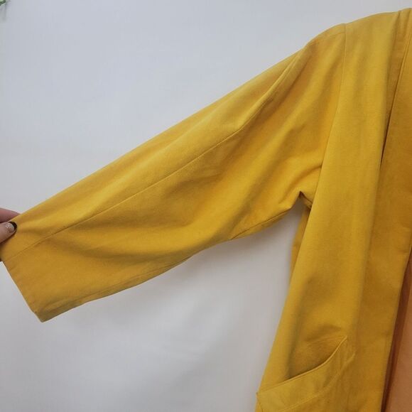 80s Retro Yellow Faux Suede Coat - Picture 4 of 16